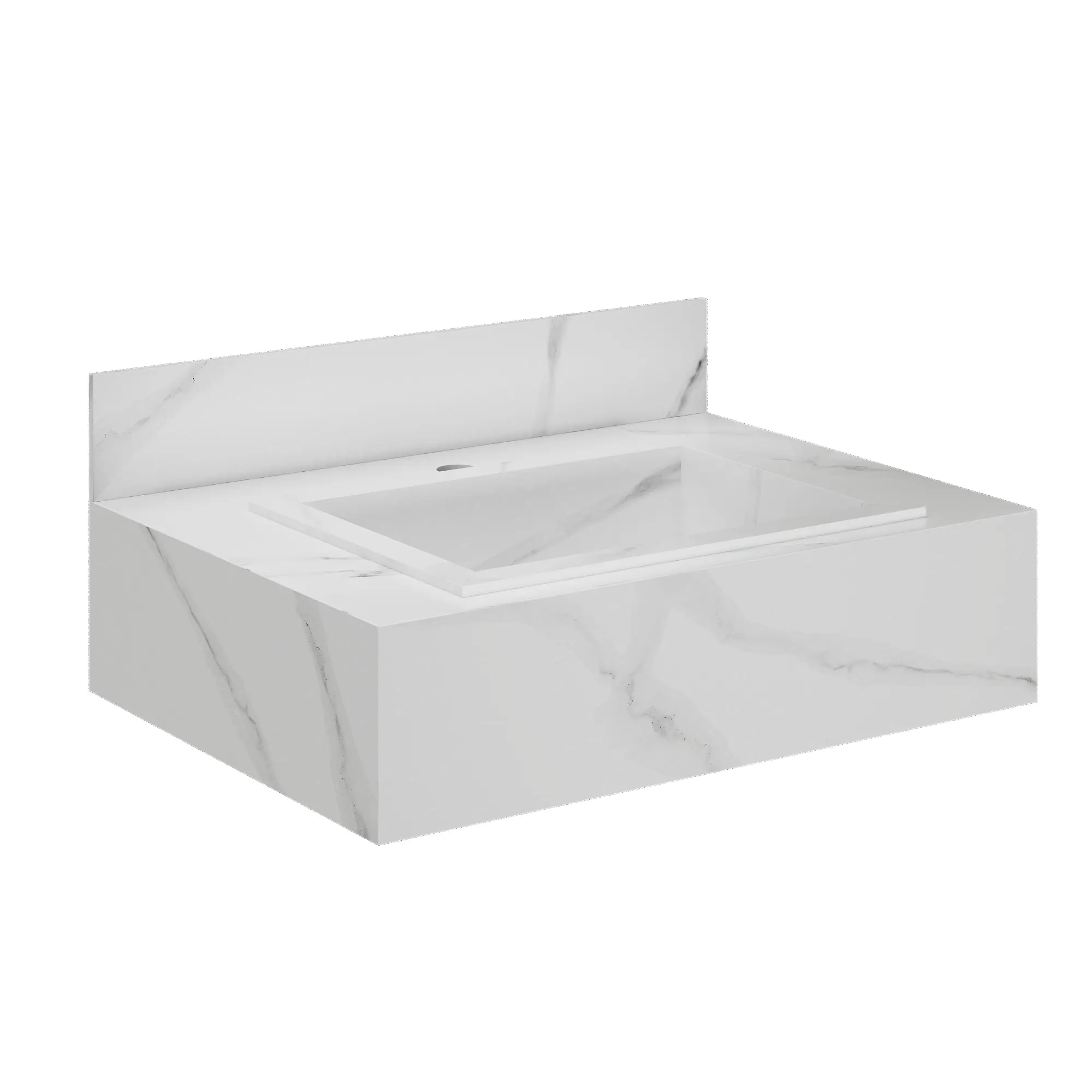 Pia Banheiro Porcelanato Bancada 60cm Branco Cuba Esculpida