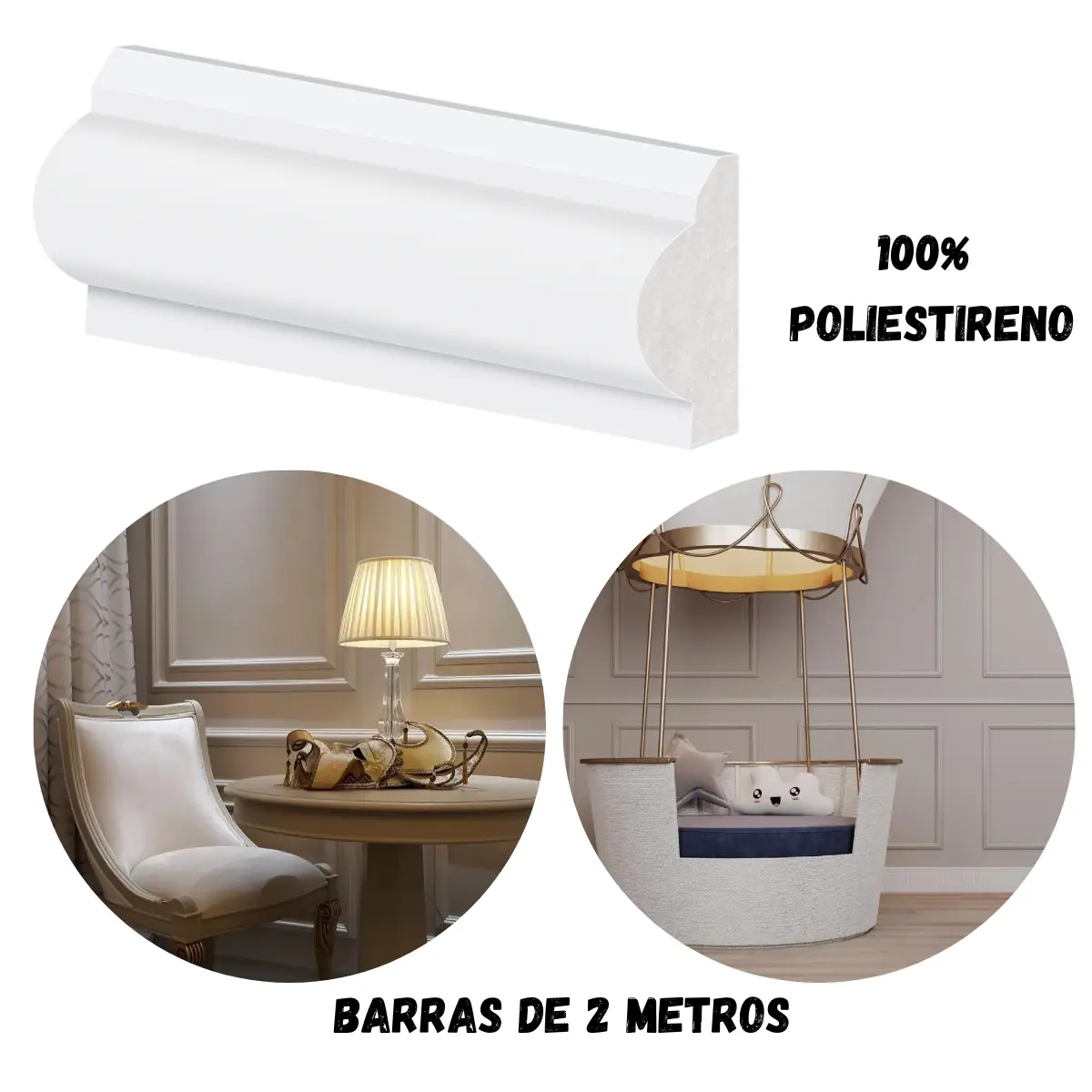Rodameio Boiserie Moldura Poliestireno Barra De 2 Metros