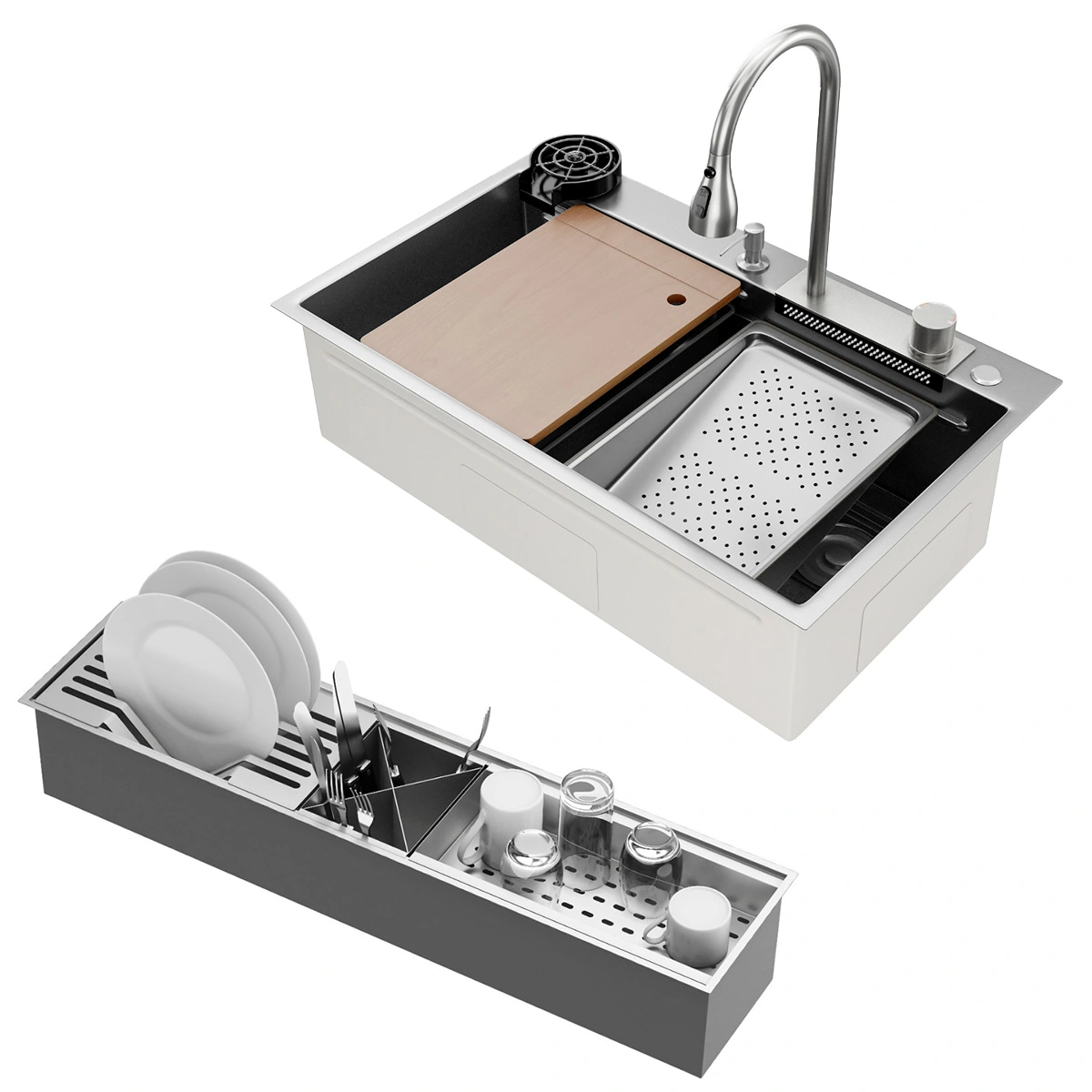 Kit Cuba Gourmet Miami Aço Inox 304 E Calha Oragnizadora Aço Inox Goldenx