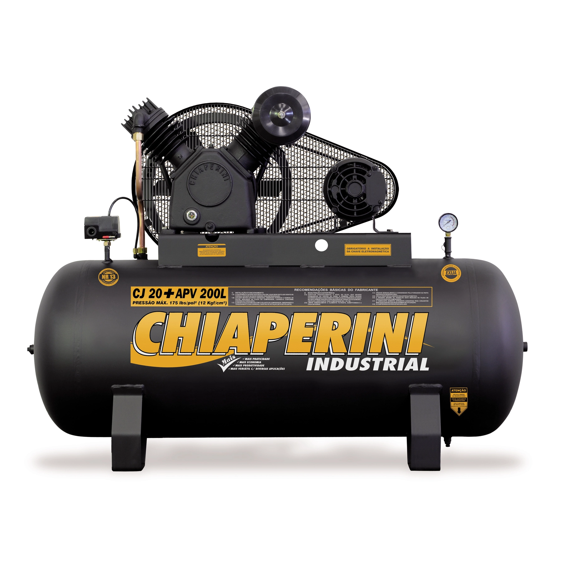 Compressor de Ar CJ 20 + APV 200L 5HP 220V (440V) Chiaperini