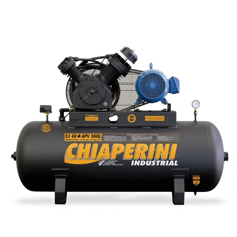 Compressor de Ar Alternativo Pistão Chiaperini 360L 10HP 220V (380V) CJ 40 APV Industrial Mais