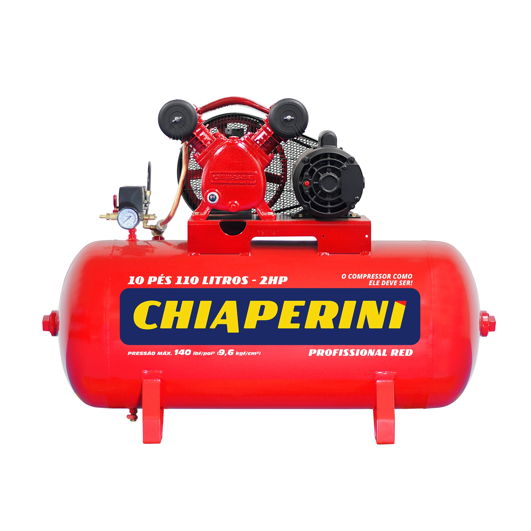Compressor de Ar Alternativo Pistão Chiaperini 110L 2HP Bivolt Profissional RED