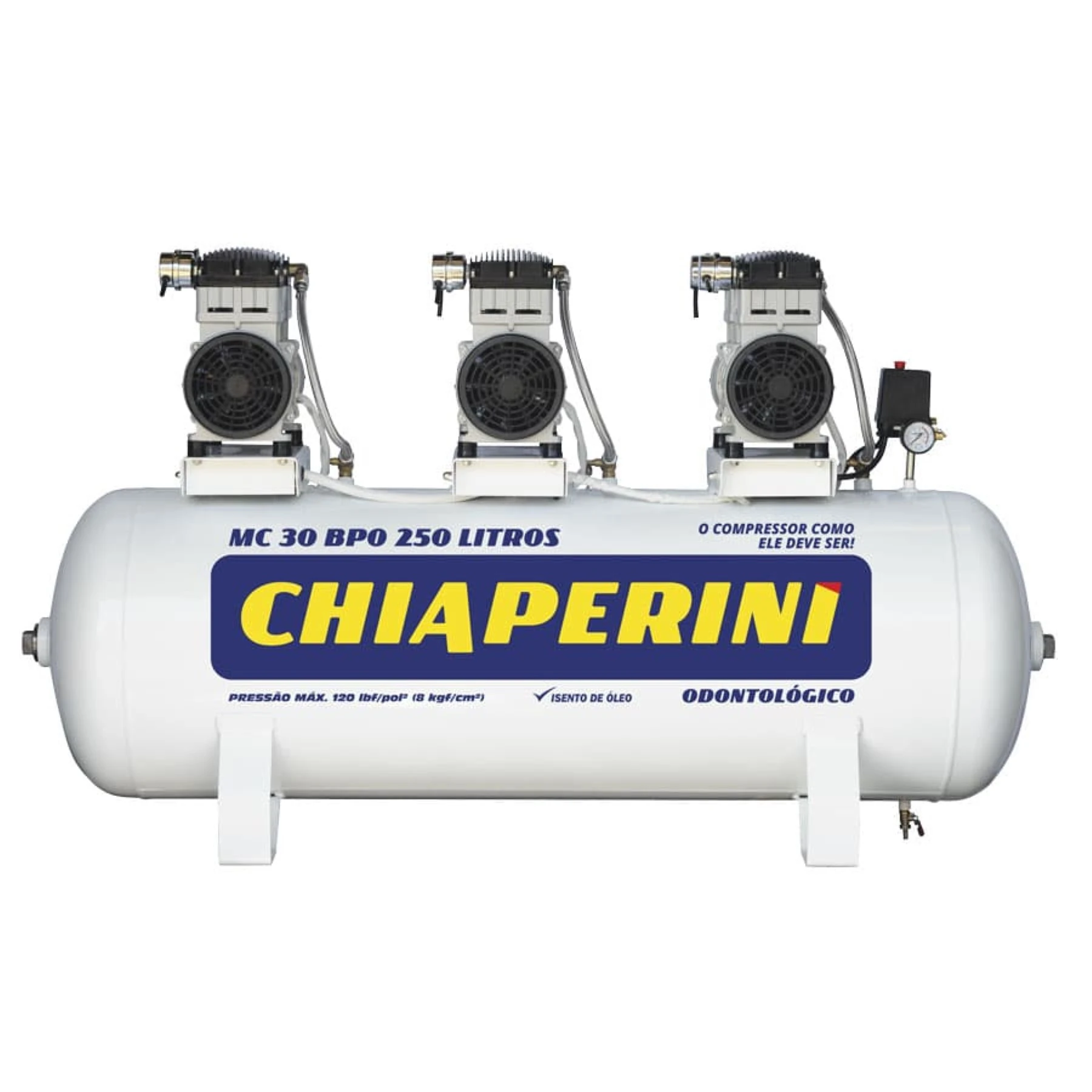 Compressor de Ar Odontológico Chiaperini 250L 2HP 220V MC 30 BPO