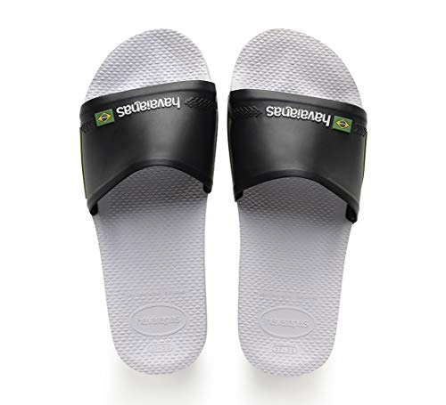 Chinelo, Havaianas, Slide Brasil, Branco/preto, 41/42, Adulto Unissex