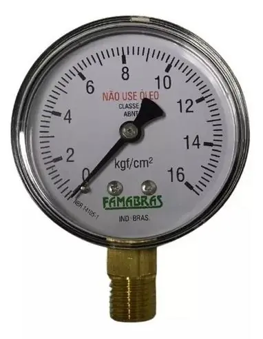 Manometro 16kgf 1/4npt Latao Famabras 33191
