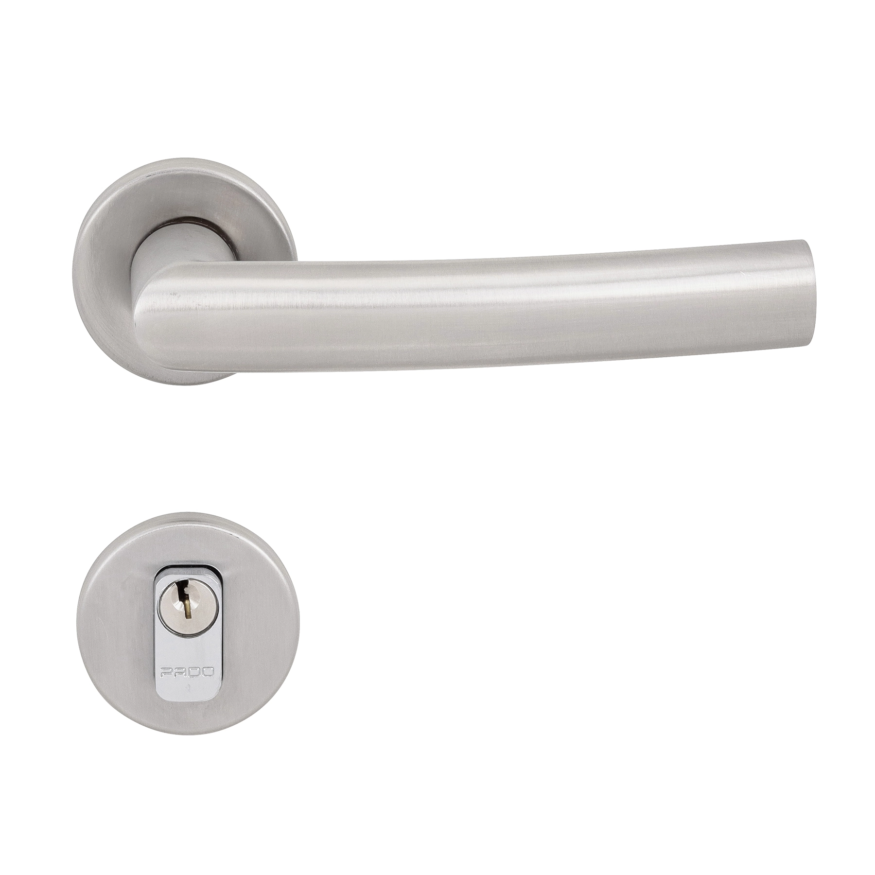 Fechadura para Porta de Entrada Pado Luma Escovado 55mm Aço Inox Chave Simples