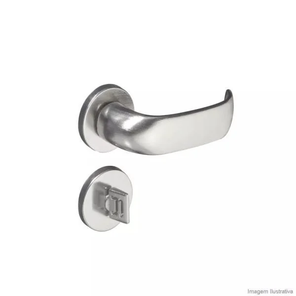 Fechadura Contemporânea Cromo Acetinado Banheiro