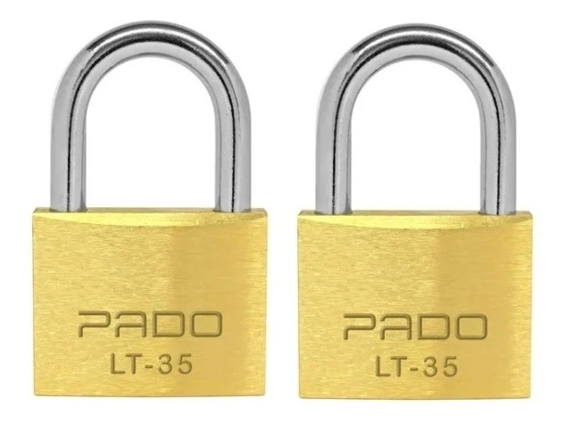 Kit 2 Cadeados Pado Latão Lt 35 Mm Não Enferruja Mesma Chave Seg