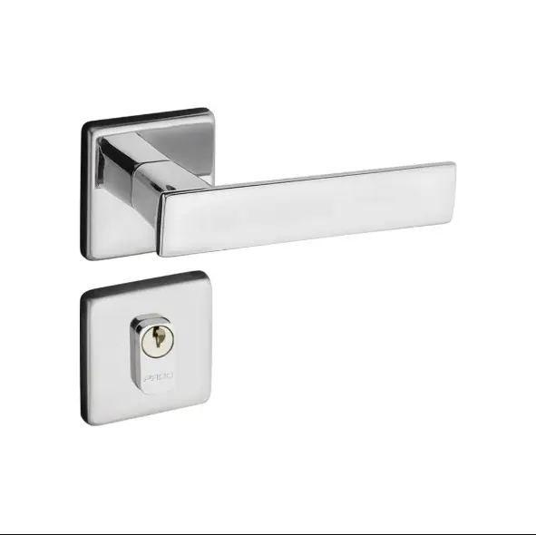 Fechadura para Porta de Entrada Pado Quadra Cromado 40mm Aço Inox Chave Simples