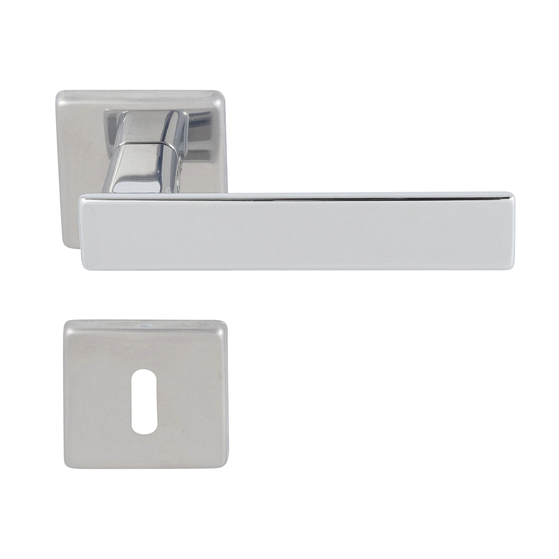 Fechadura para Porta Interna Pado Quadra Cromado 40mm Aço Inox Chave Simples