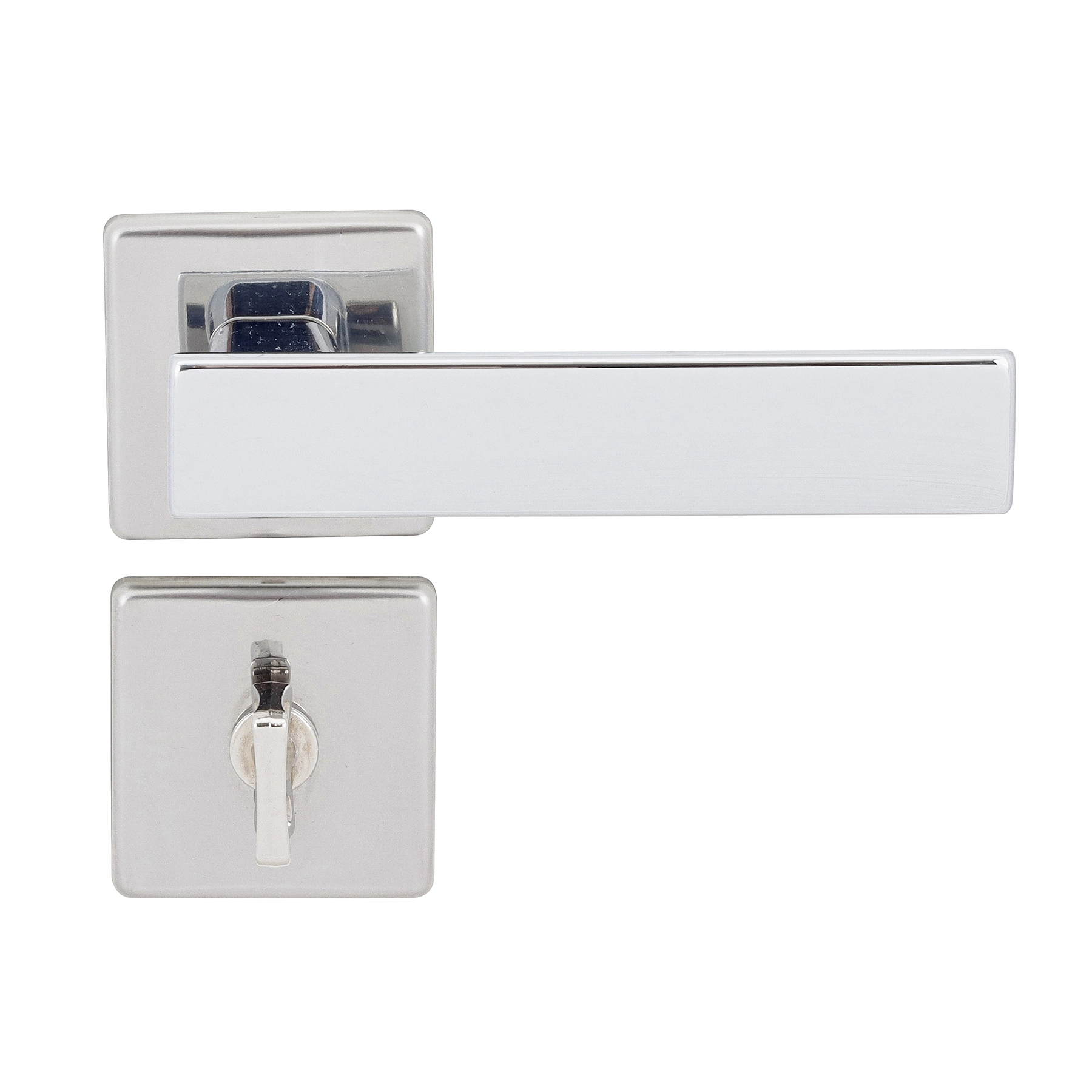 Fechadura para Porta do Banheiro Pado Quadra Cromado 40mm Aço Inox Chave Simples