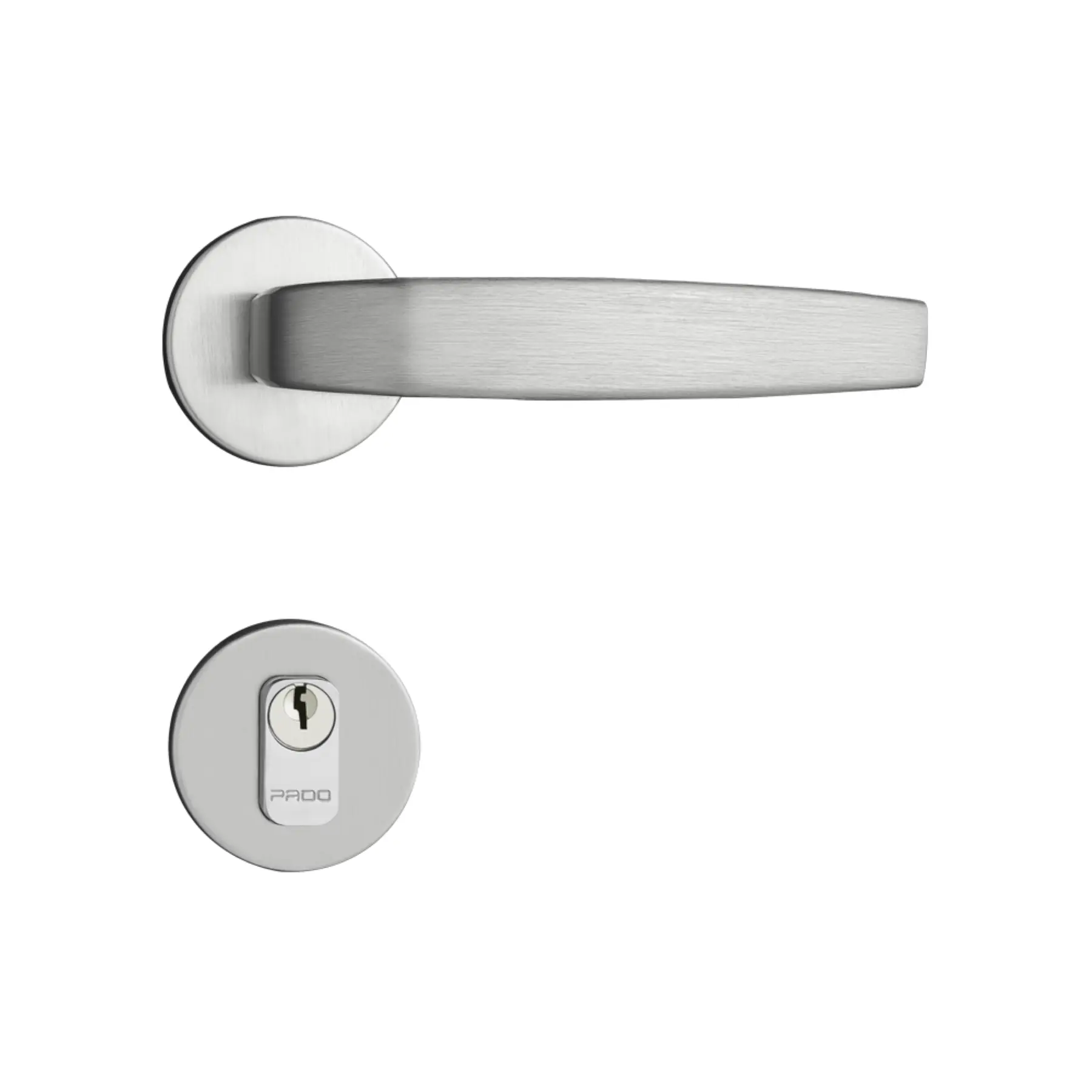 Fechadura para Porta de Entrada Pado Premium Residence Vic Acetinado 55mm Inox Chave Simples