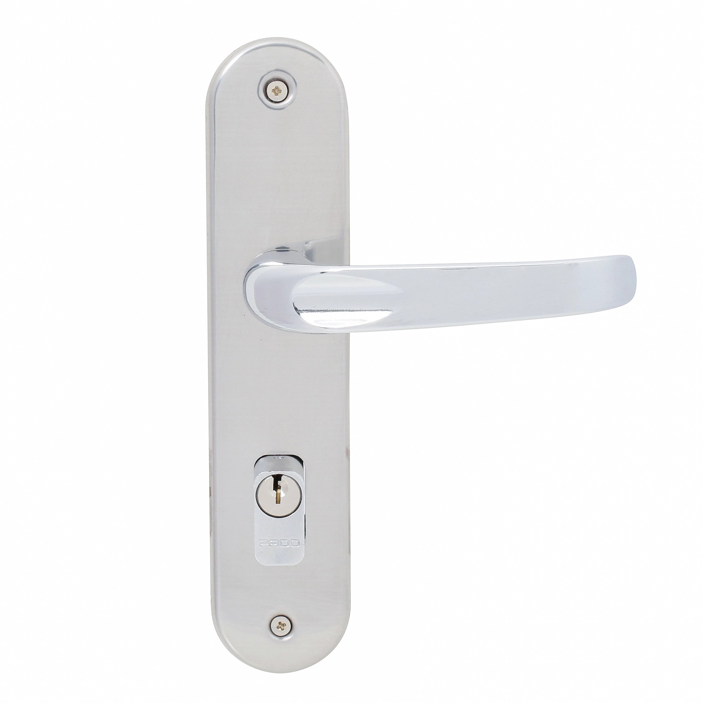 Fechadura para Porta de Entrada Pado Evidence Cromado 40mm Aço Inox Chave Simples
