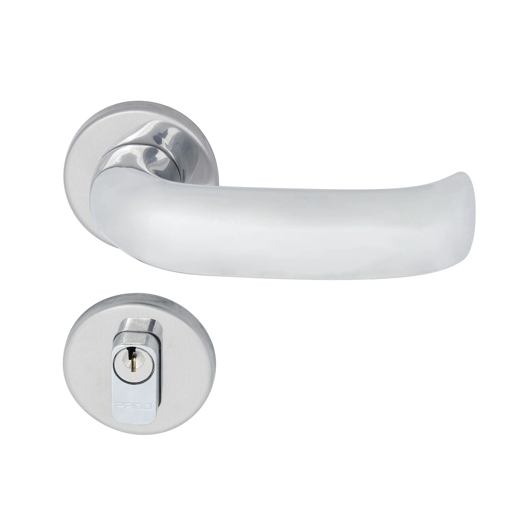 Fechadura para Porta de Entrada Pado Contemporânea Cromado 40mm Aço Inox Chave Simples