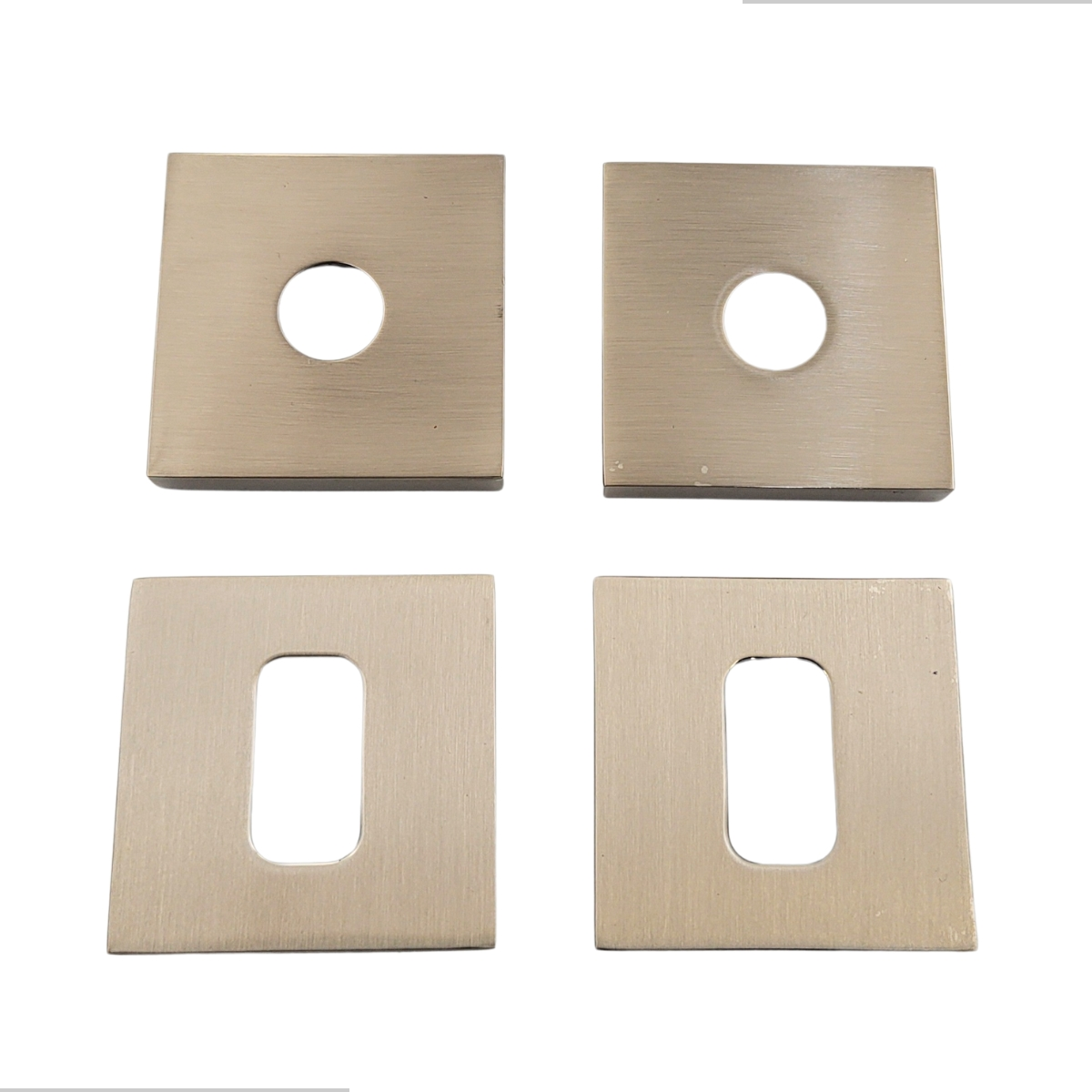 Kit Roseta Avulsa Fechadura Pado Externa Escovada Acetinada Canto Reto Sm Rq2 Zm