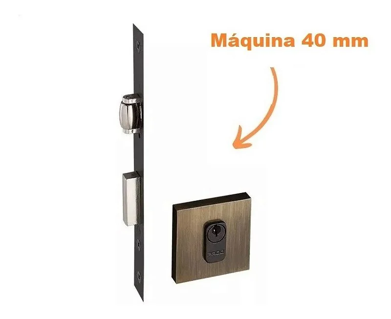 Fechadura Rolete Porta Pivotante Pado Antique Ouro Velho Maquina 40 Mm 453 Quadrada Bx