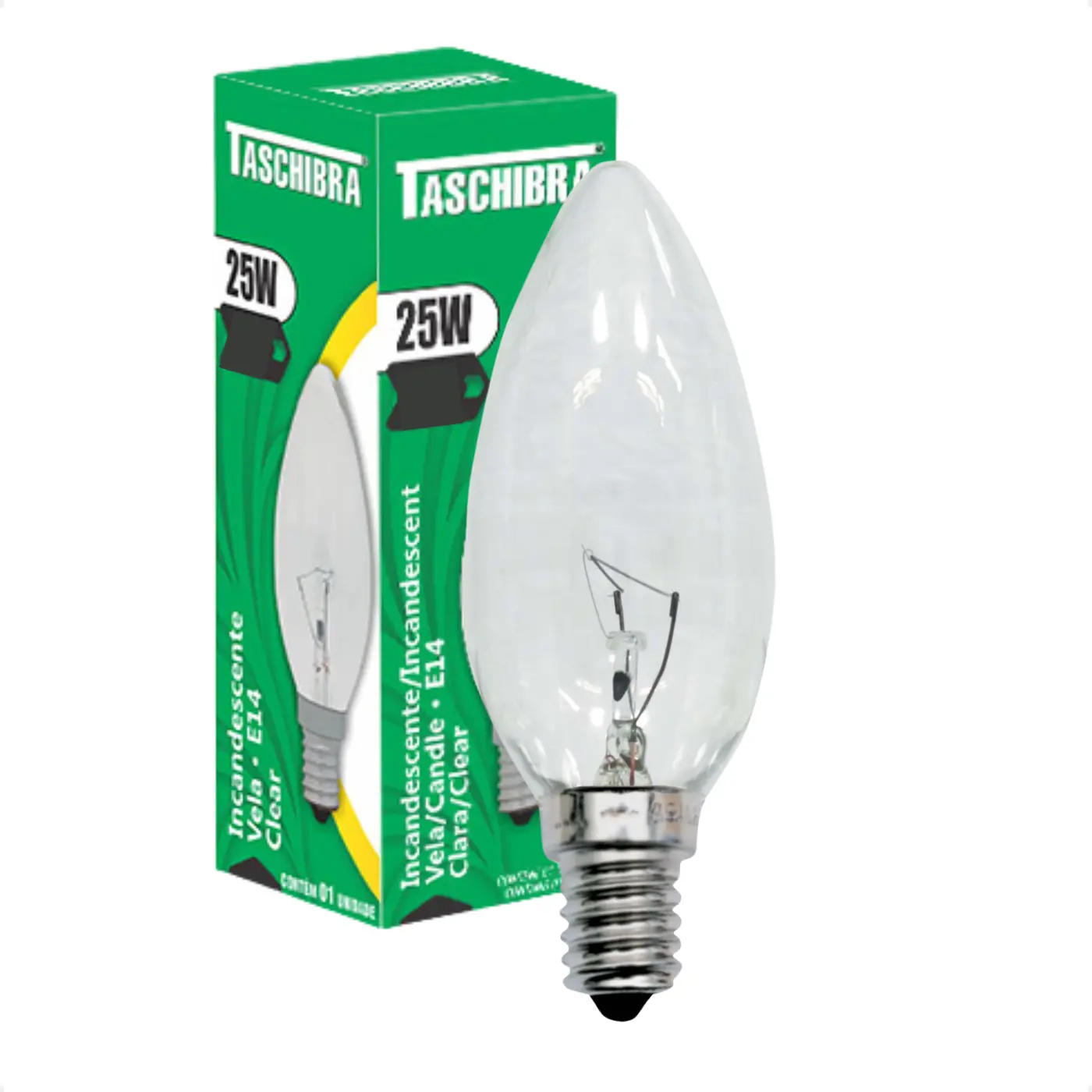 Kit 10 Lâmpadas Incandescente Taschibra Vela 25w E14 Clara 110v