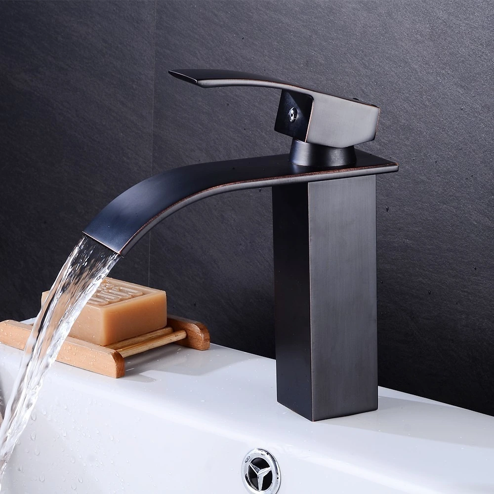 Torneira Cascata Banheiro Misturador Monocomando Preto Luxo