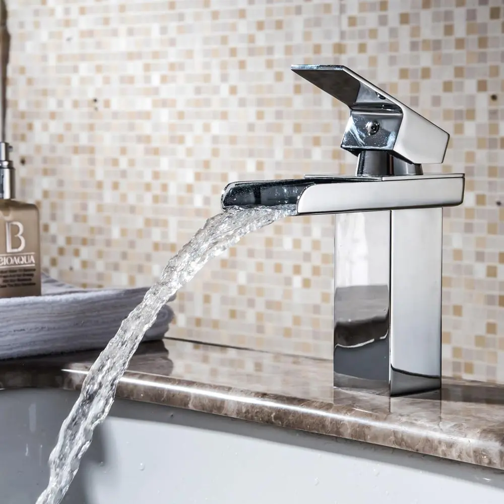 Torneira Cascata Banheiro Misturador Monocomando Calha Baixa Cromada