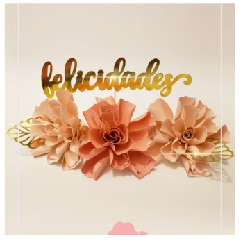Topo De Bolo Flores Tons Rosa Amora