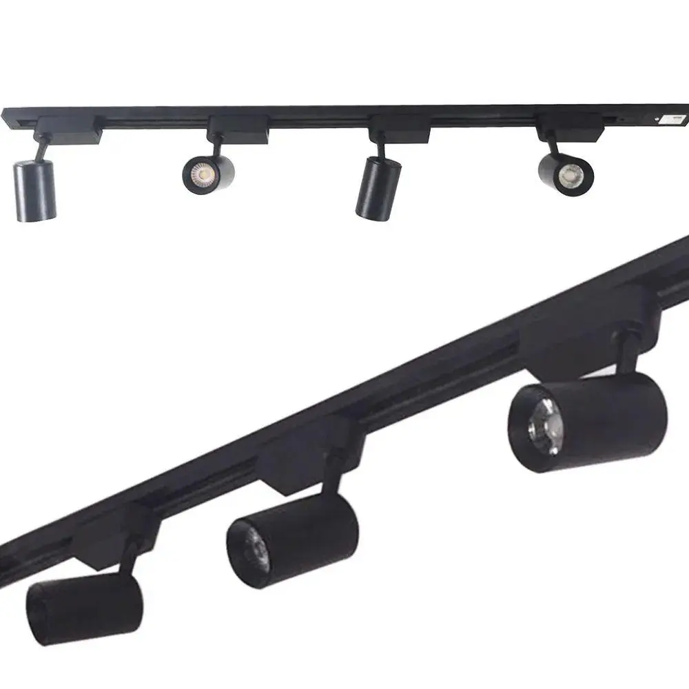 Trilho Eletrificado 2m E 6 Spot Led 10w 3000k Bivolt Preto