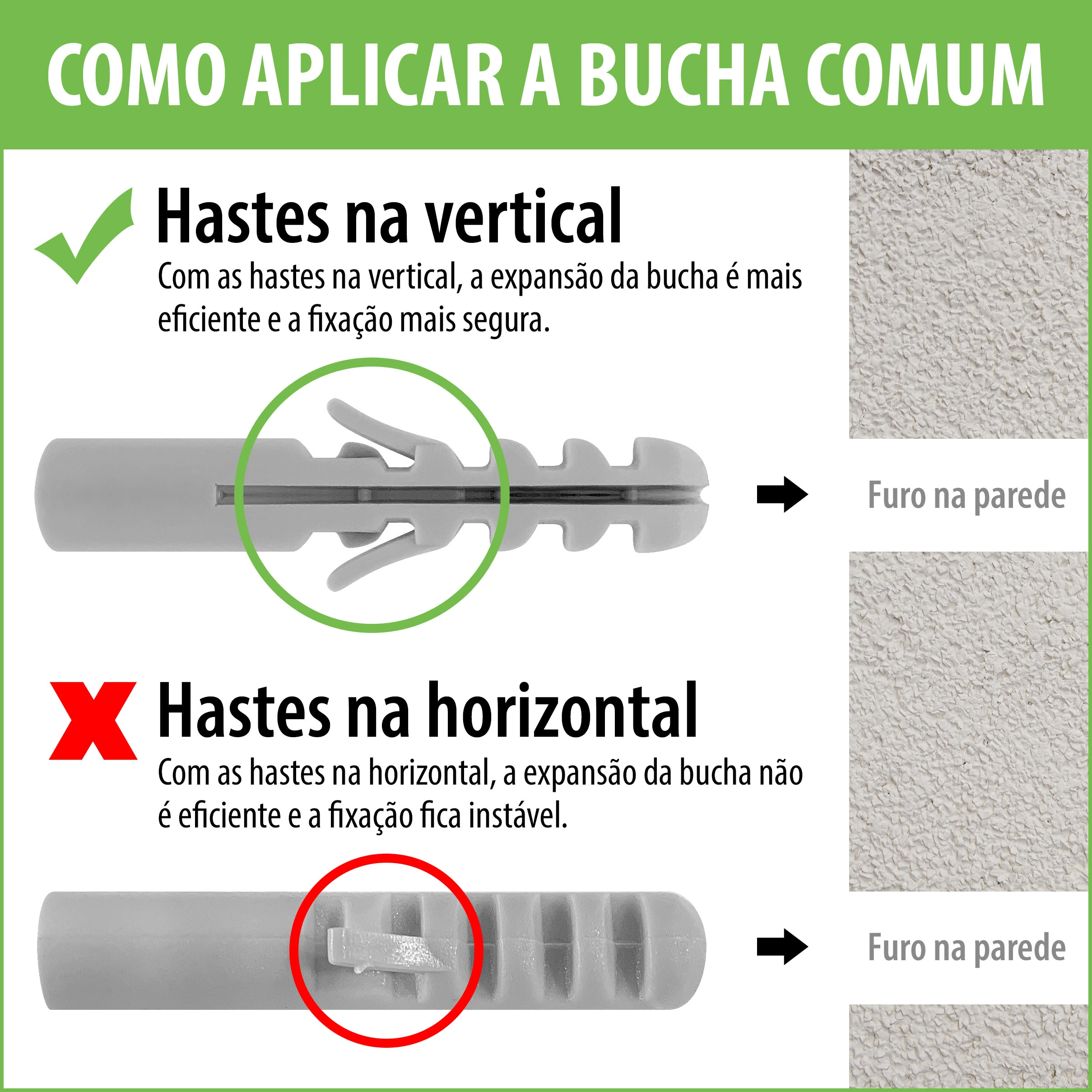Bucha Nylon para Alvenaria 8mm com Parafuso 2 unidades Standers