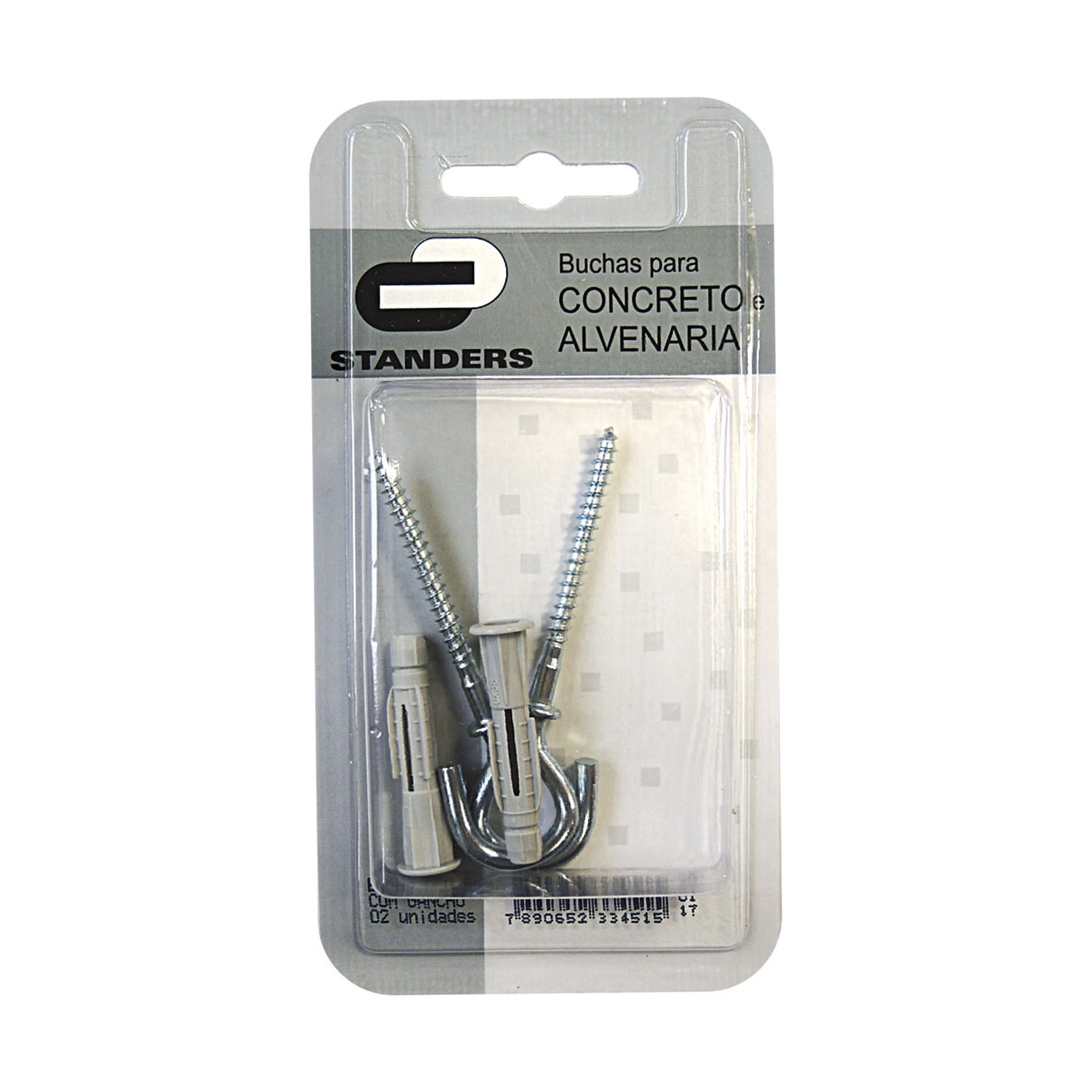 Bucha Nylon para Alvenaria 6mm com Parafuso Gancho 2 unidades