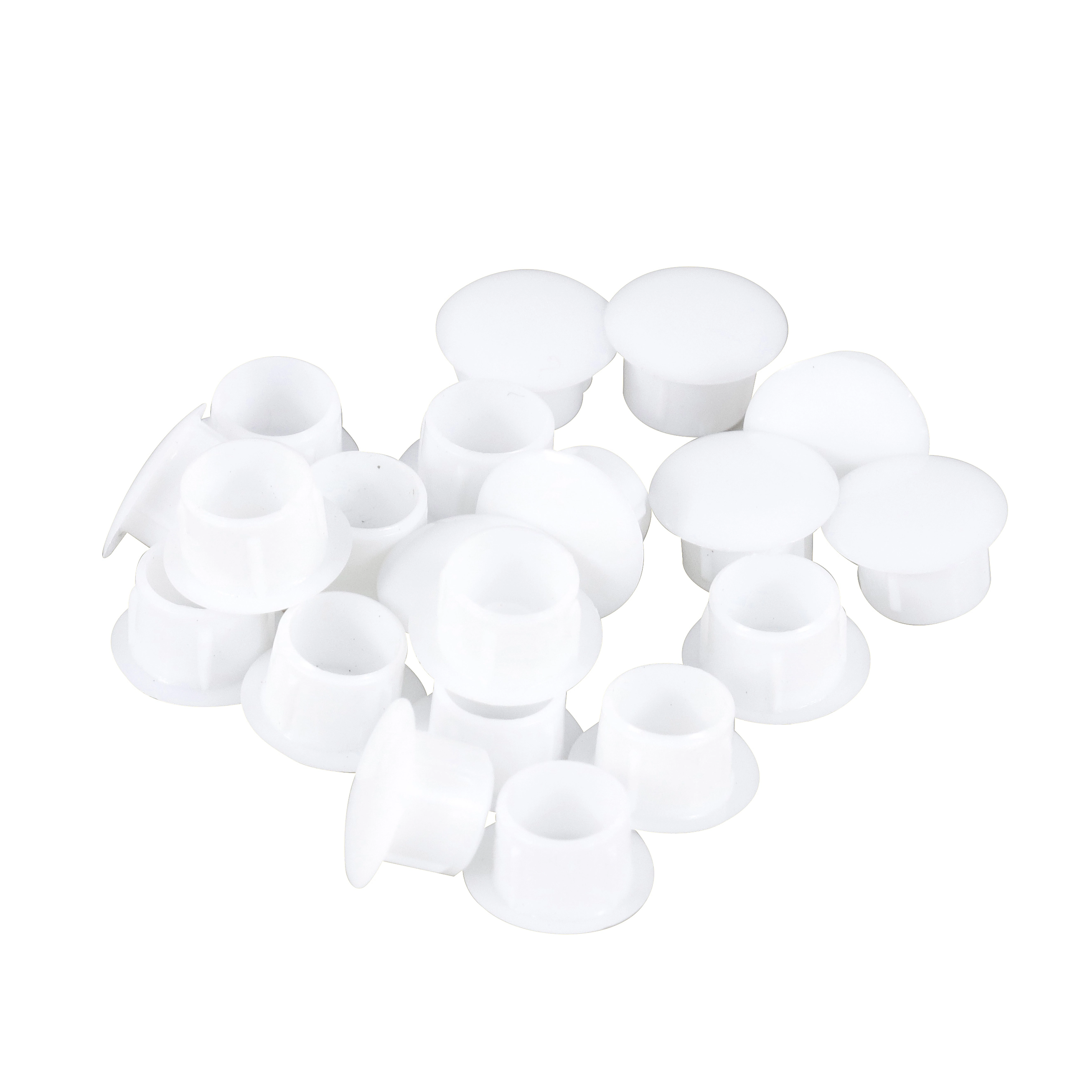 Tapa Furo Encaixe 8mm Plástico Branco 20 unidades