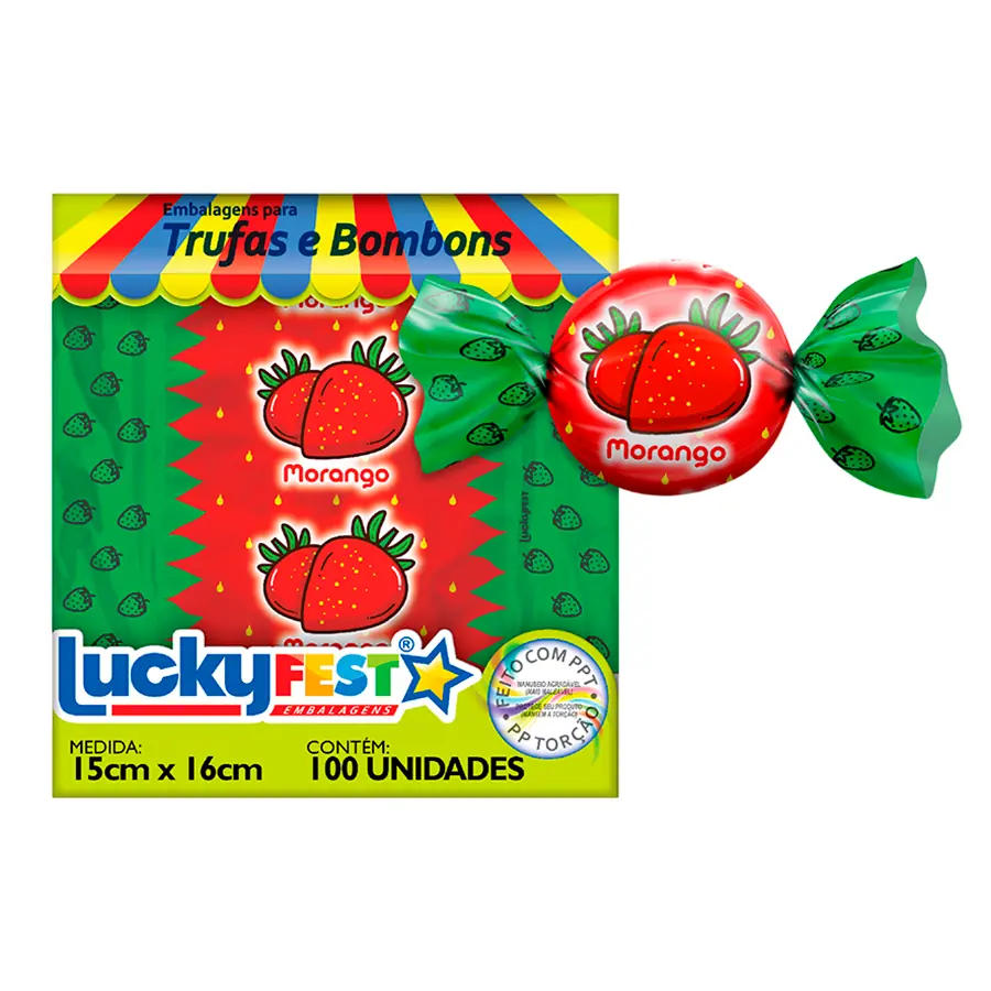 Emb Para Trufa Sabor Morango Cx/20 Pcts C/100 Und.