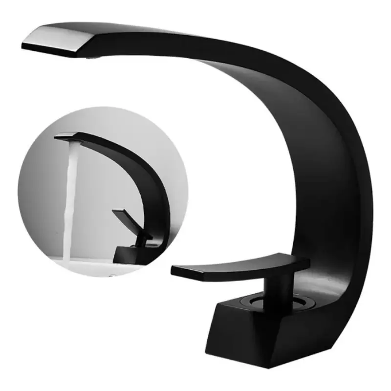 Torneira Banheiro Monocomando Cascata Misturador Preto Luxo Brinovar