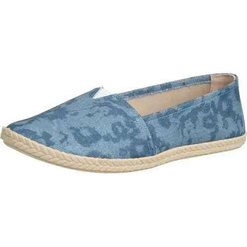 Sapatilha Moleca Tecido Jeans Floral 38 Azul Claro