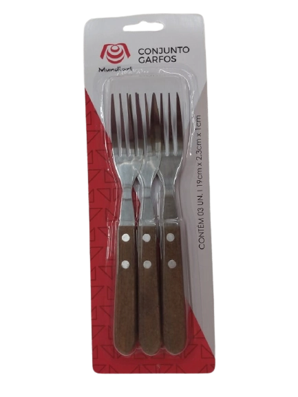Conj Garfos Mundiart 3pcs Madeira