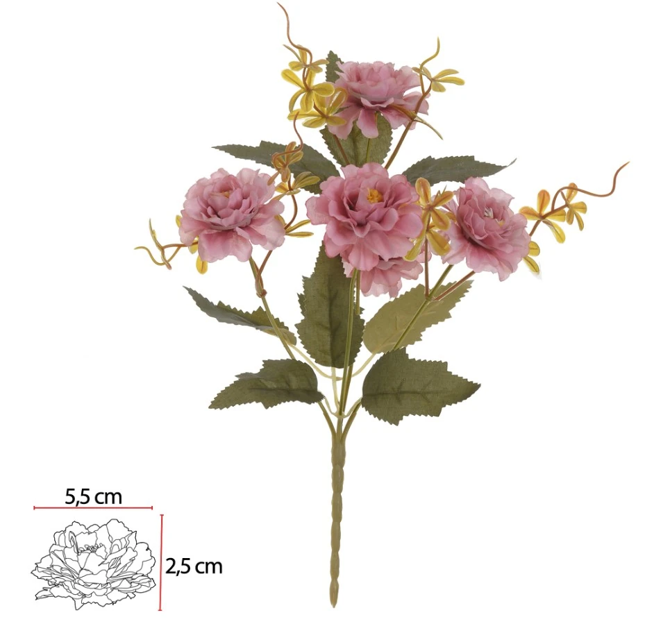 Buque Crisantemo Rosa Outono 30cm X5 Vol.4 Florarte