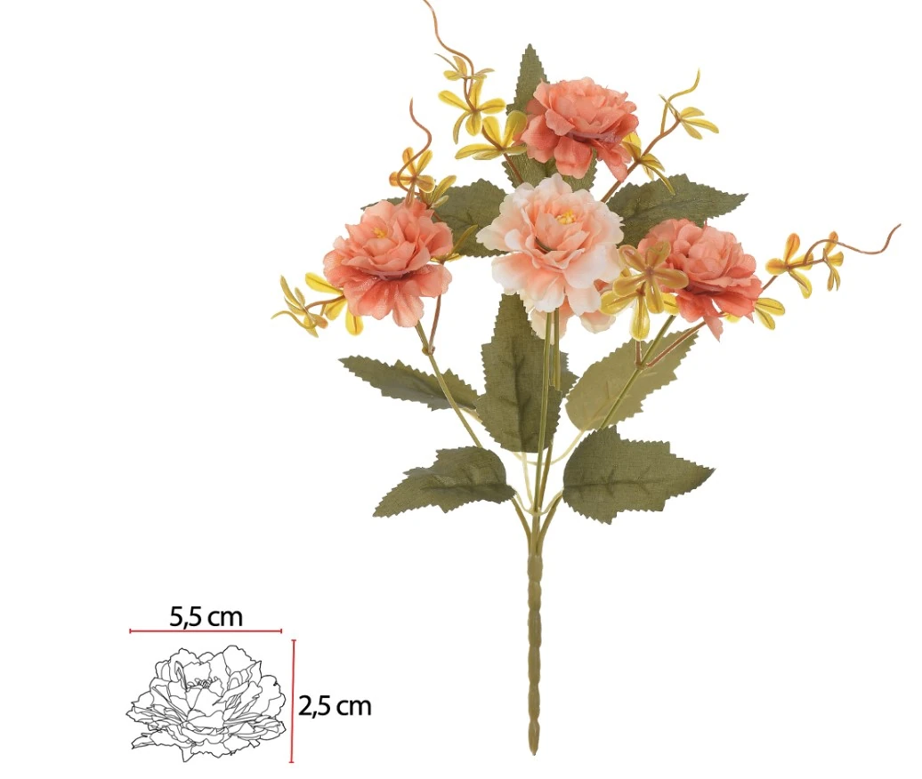 Buque Crisantemo Pessego Outono 30cm X5 Vol.4 Florarte
