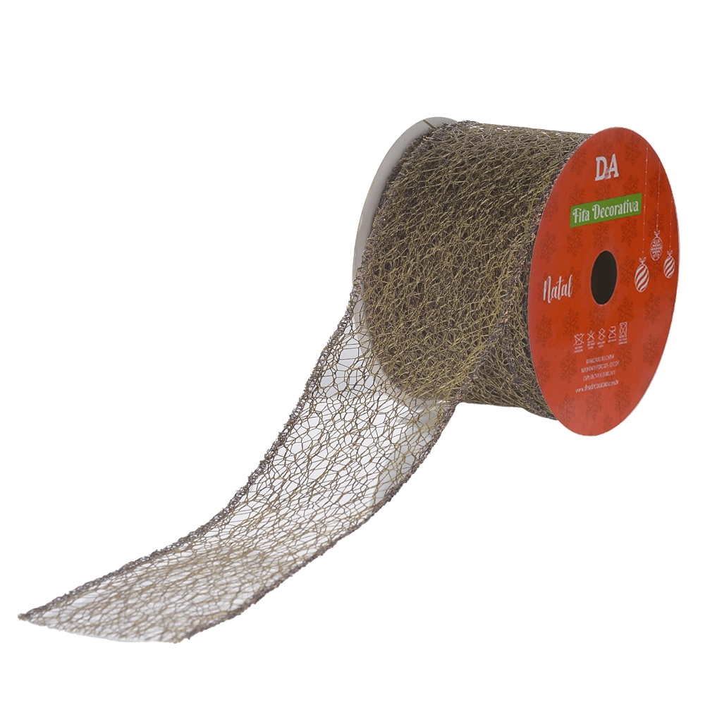 Fita Aramada Tela Glitter Marrom 6.3cmx9.14m 64733002 Dea