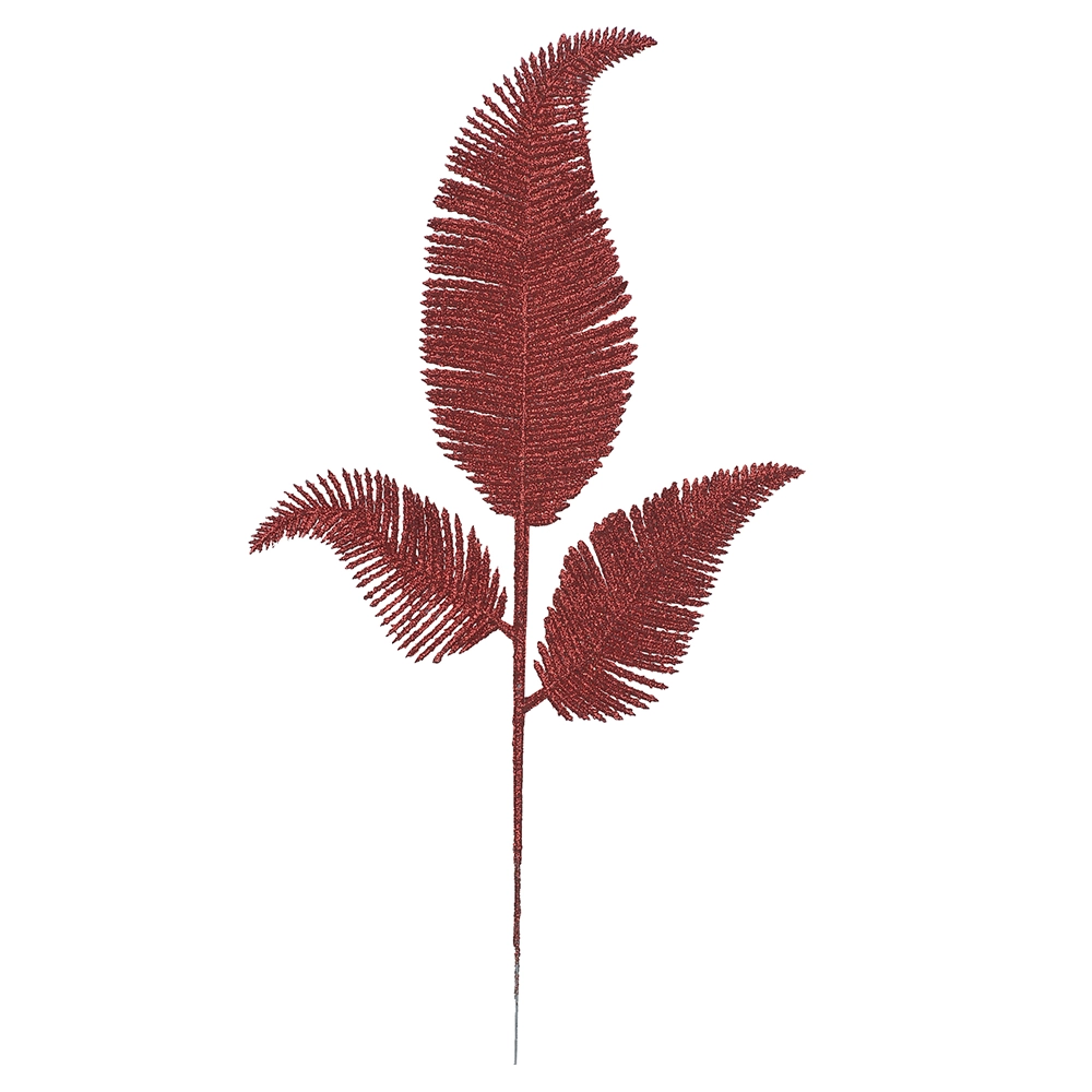 C.folha Samambaia Natal Glitter X3 37cm Vermelho 66266003 Dea