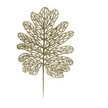 C.folha Natal C/gliter Dourado 31cm