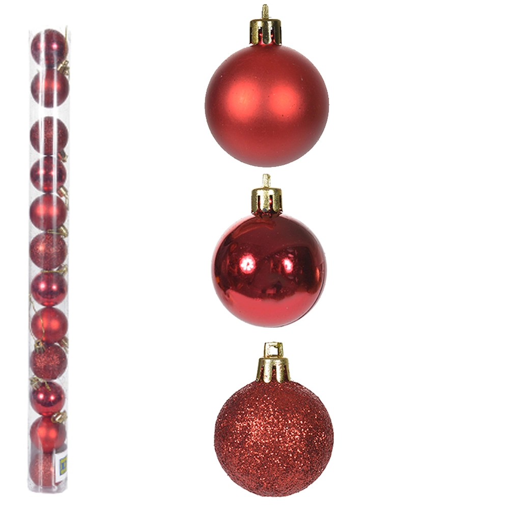 Bola Natal Tubo Mista 12un Vermelho 4cm 67108002 Dea