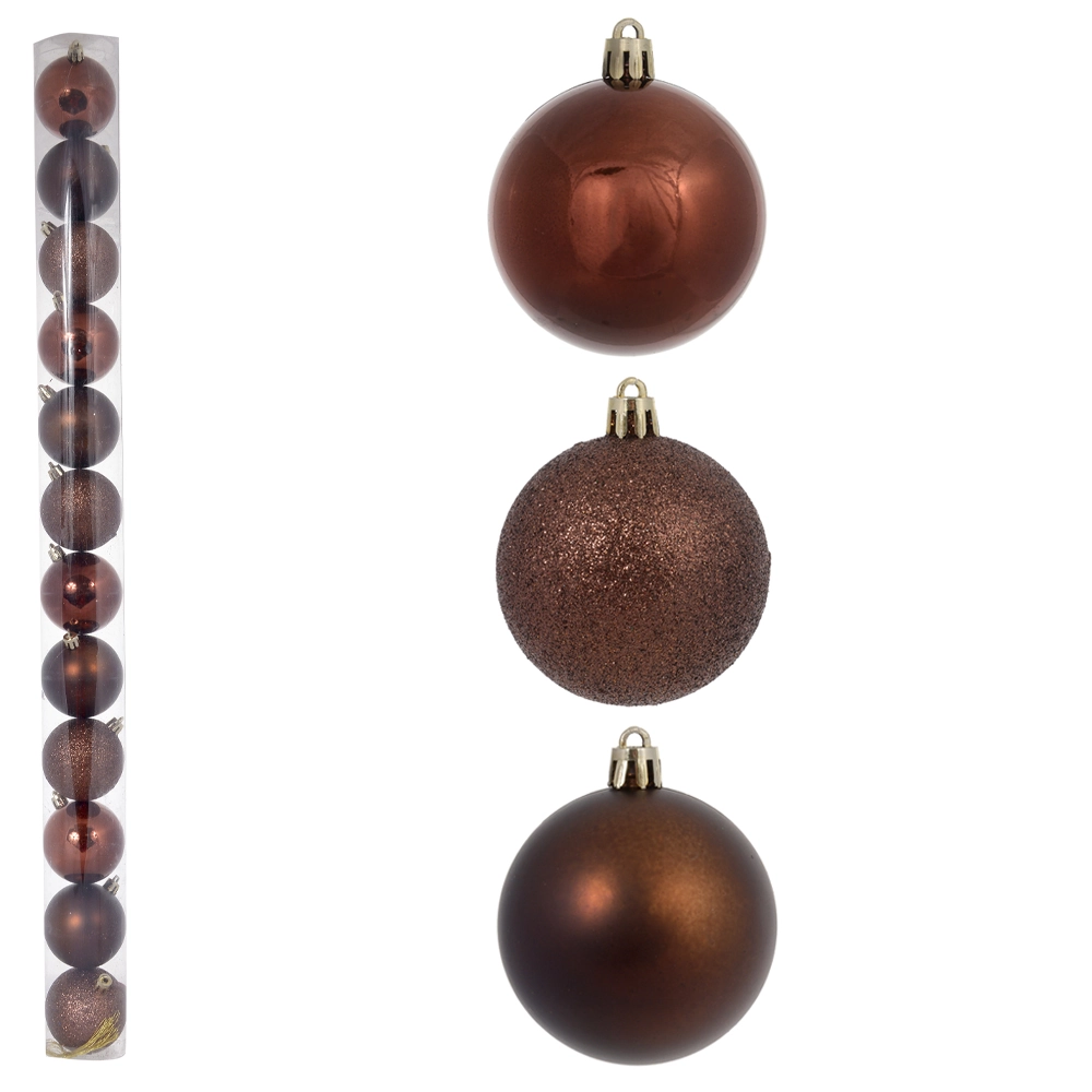 Bola Natal Marrom 6cm Mista C 12 Unds