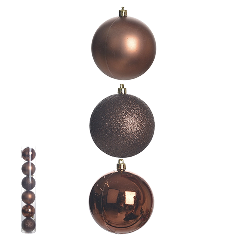 Bola Natal Mista Marrom 8cm 6un 67111011 Dea
