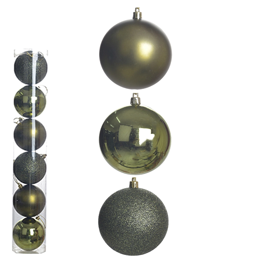 Bola Natal Mista Vd Musgo C/6 8cm Florarte