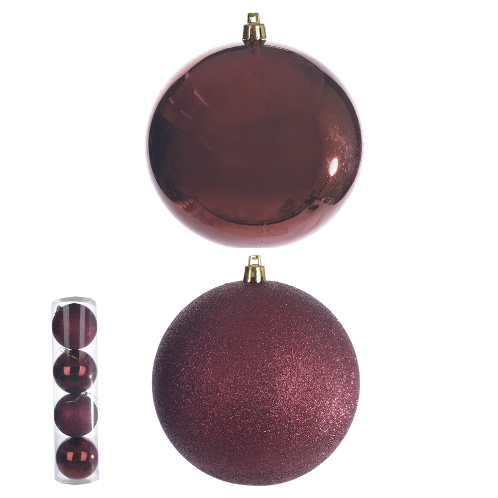 Bola Natal Em Tubo Mista Bordo C/4 10cm