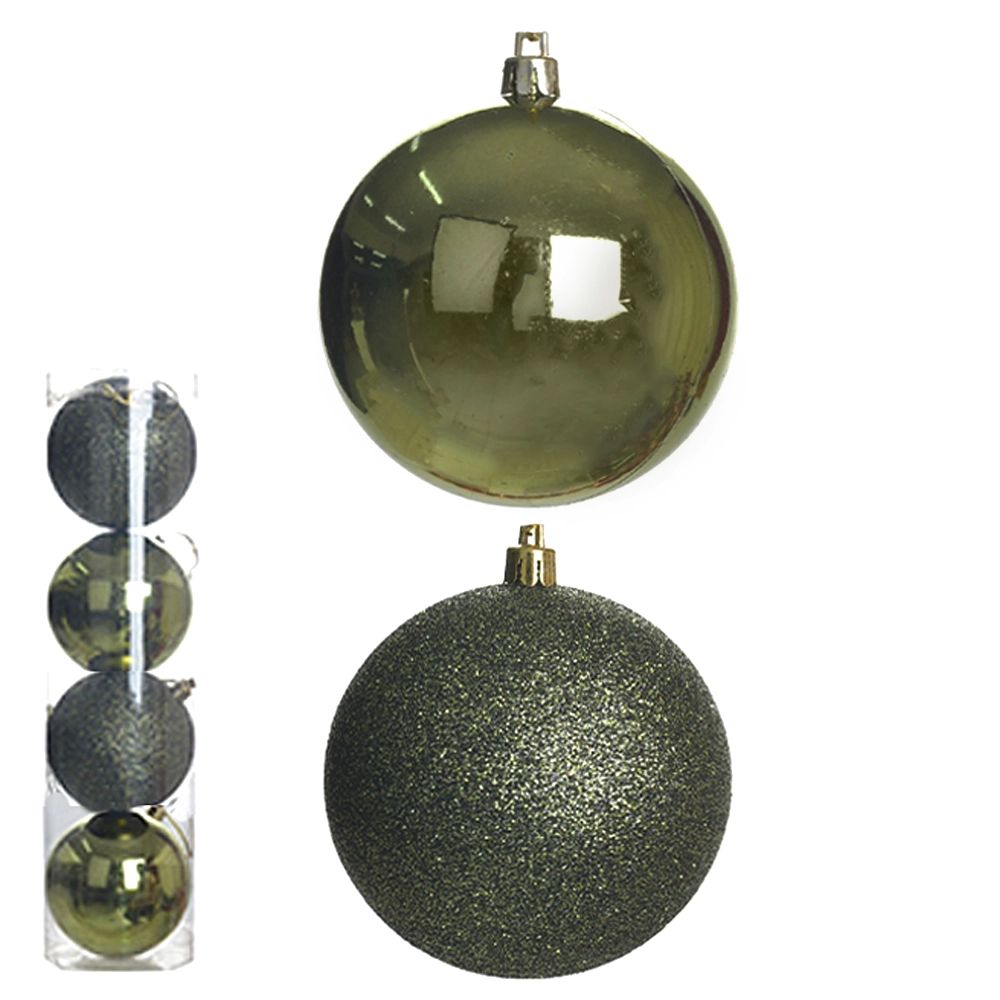 Bola Natal Tubo Mista 4un Verde Musgo 10cm 67112010 Dea