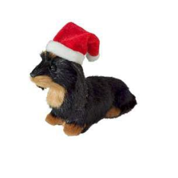 Enfeite Natal Cachorro Preto Verm 8,5x5,5x8,5cm