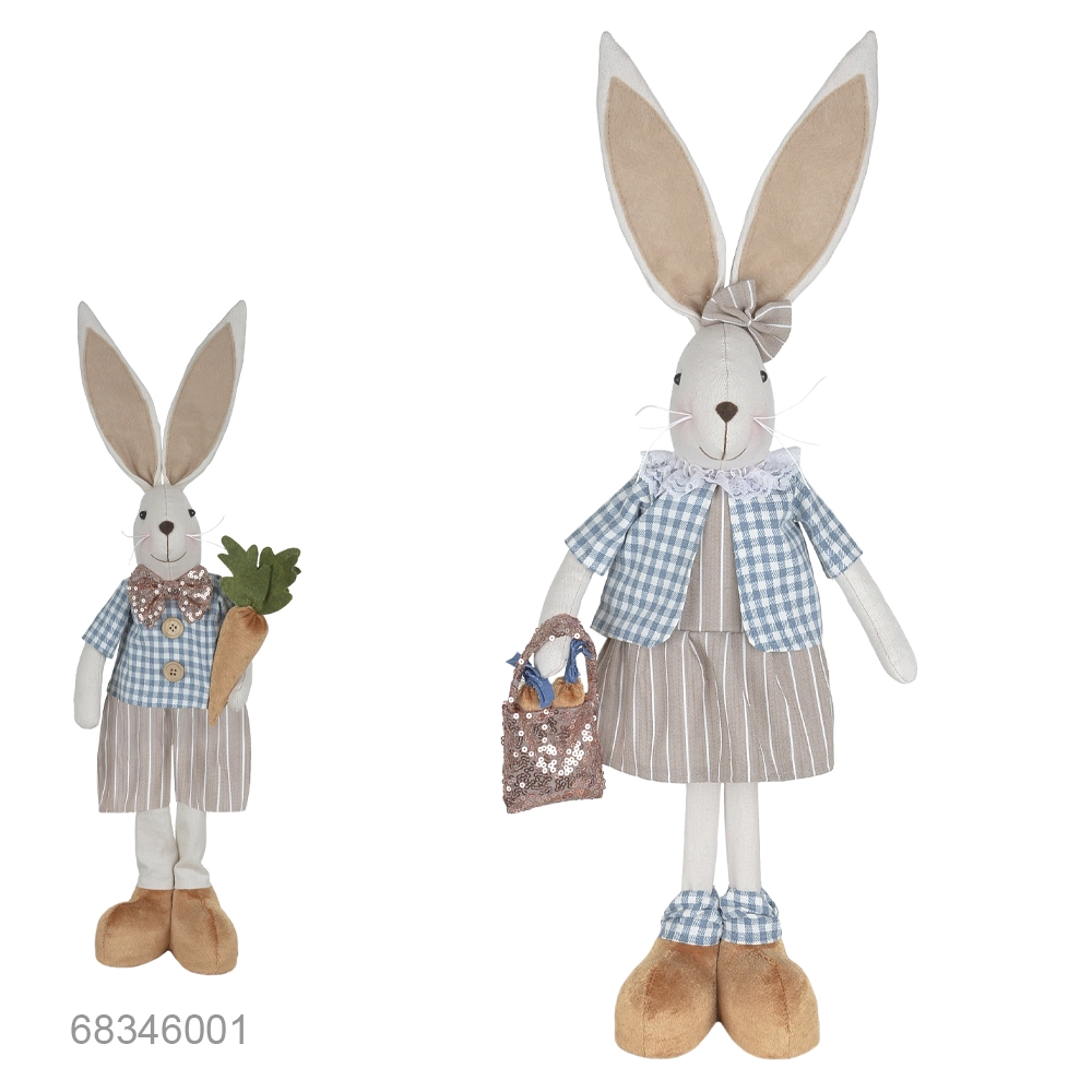 Boneco Coelho Pascoa Femea Em Pe Azul Marrom 15x10x57.5cm 68348001 Dea