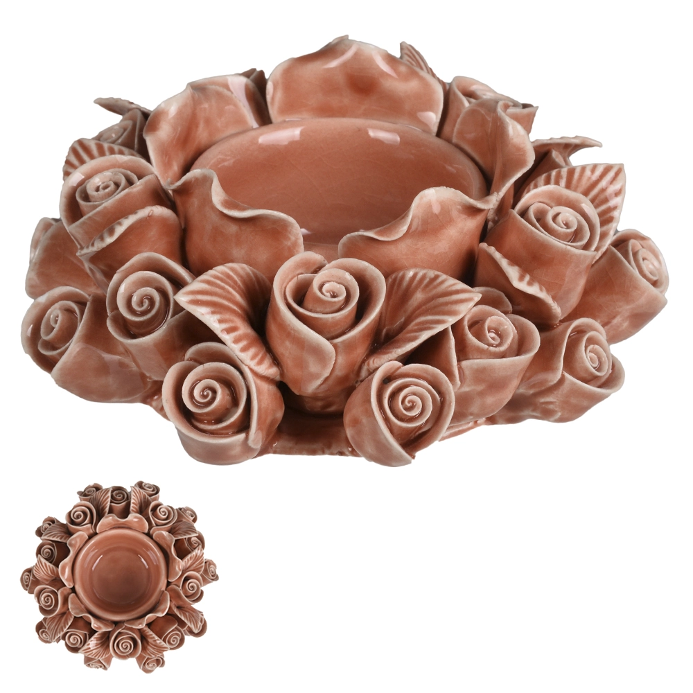Porta Vela Ceramica Coral 10.7x10.7x4.6cm 69587001 Dea