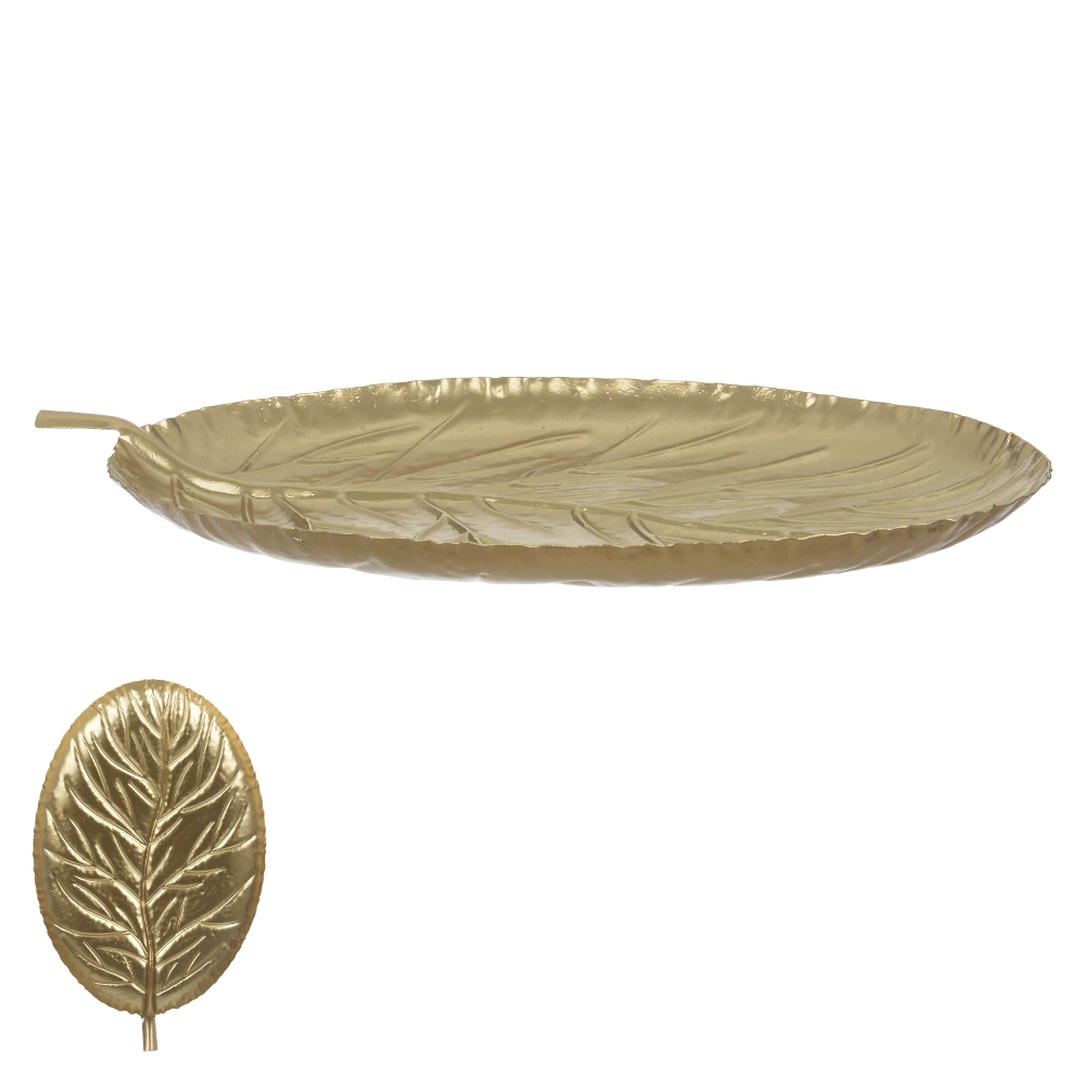 Bandeja Decorativa Metal Dourado 35,5x
