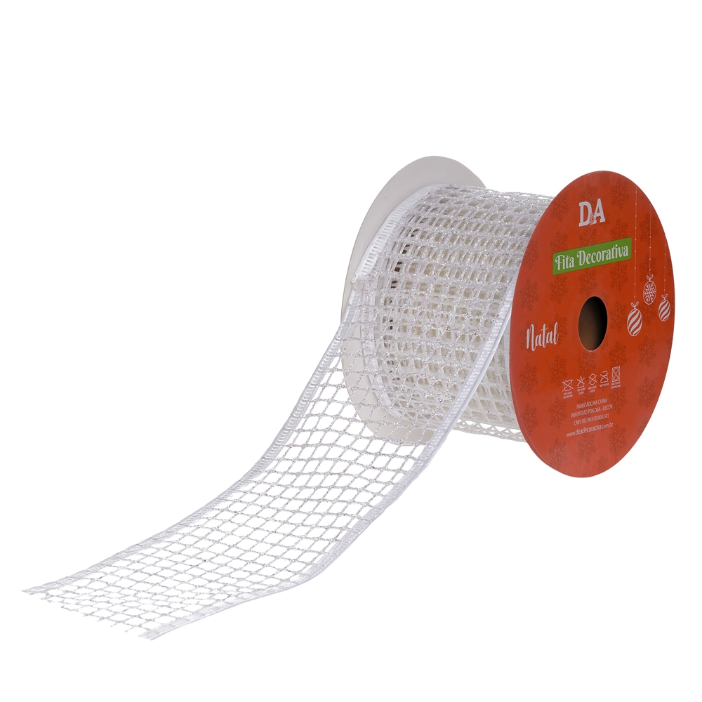 Fita Aramada Tela Glitter Costura Branco 6.3cmx9.14m 72850007 Dea