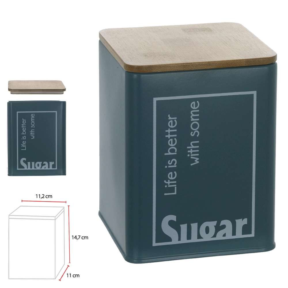 Pote Herm Aco 1660ml Sugar Tampa Bambu Azul 73101001 Dea