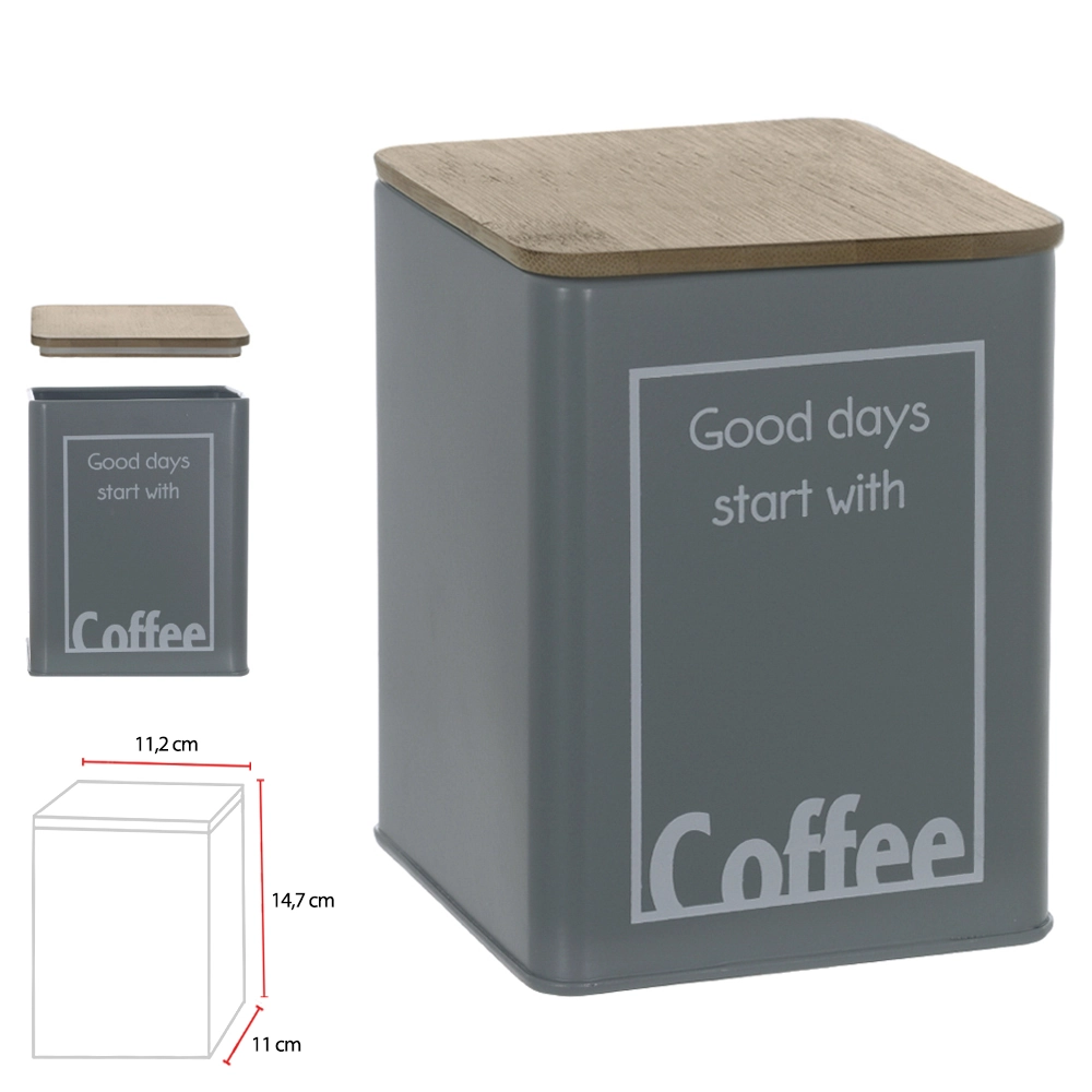 Pote Mantimento Metal Coffee C Tampa Bambu Cinza 14.7x11.2cm 73104001 Dea